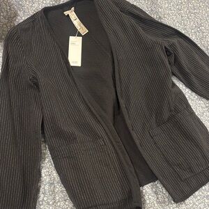 Eileen Fisher Black and White Reversible Striped Kimono NWT